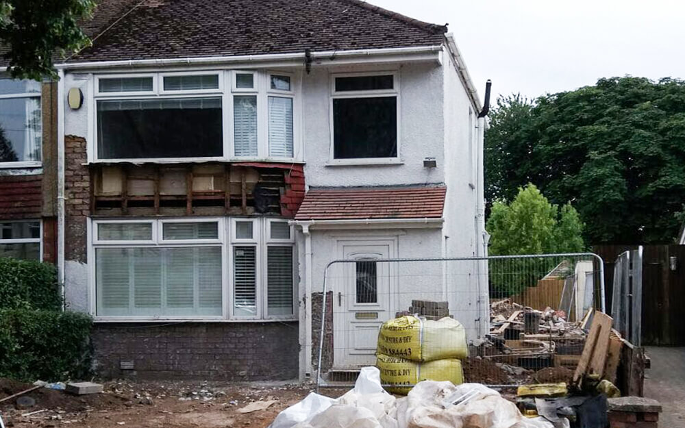 Early stage construction of two-storey extension